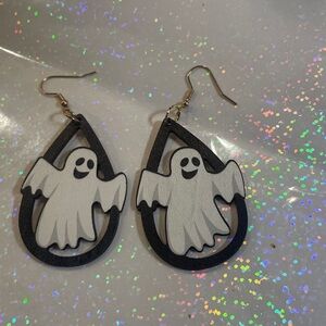 Halloween Ghost Web WOOD Earrings